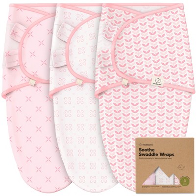 Image of 3pk Soothe Baby Swaddle 0-3 Months, Organic Baby Swaddle Sleep Sacks, Newborn, Infant Swaddle Sack (Blossom)