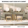 Besiost Vanity Desk with Soft Stool and LED Mirror ,Makeup Table with Wood Drawers - 4 of 4