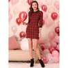 Allegra K Women's Contrast Peter Pan Collar Keyhole Back Plaid Bodycon Dresses - 4 of 4