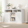 Fluted Sideboard Buffet Cabinet with Adjustable Shelves, Modern Credenza with 2 Enclose Storage Space, 4 Semi-Open Storage Cabinet - 3 of 4