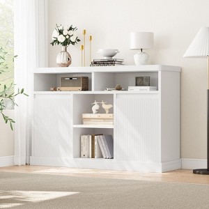 Jojoka Modern Coffee Bar Cabinet, 47.25'' Buffet Sideboard with Fluted Doors, Adjustable Shelf & Ample Storage, for Kitchen, Dining or Living Room - 1 of 4