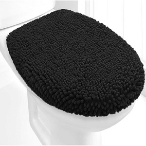 Home Mart Goods Black Soft Cozy Plush Chenille Toilet Seat Cover - 18"x18" - 1 of 3