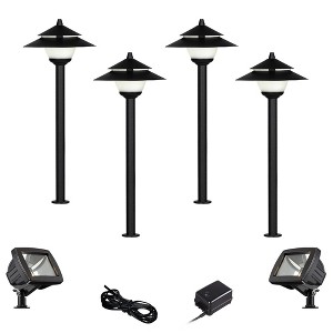 John Timberland Pagoda Textured Black 8-Piece LED Path and Flood Light Set - 1 of 4