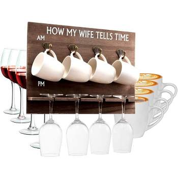 Bezrat How My Wife Tells Time Wooden Wine Rack