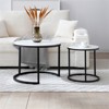 RISOKEYS Set of 2 Nesting Coffee Tables - Circular Side Tables with Marble Pattern Top and Black Frame for Living Room, Bedroom - 4 of 4