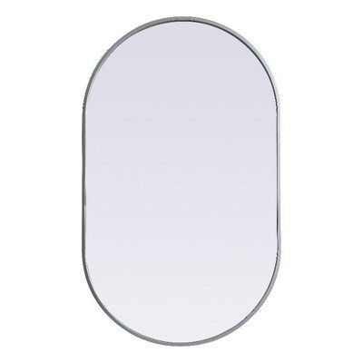 Elegant Lighting Metal Frame Oval Mirror 24x40 Inch in Silver