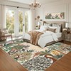 Washable Floral Jungle Rug Non Slip Low Pile Rug Soft Throw Floor Cover Foldable Indoor Carpet for Living Room Bedroom Playroom Office - 4 of 4