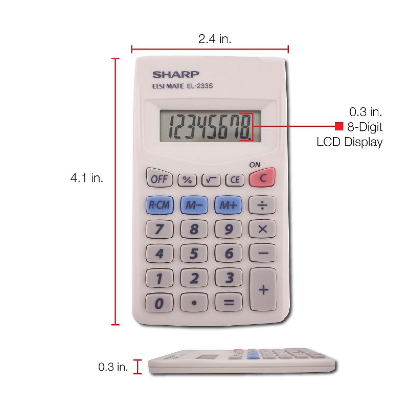Sharp EL233SB Pocket Calculator 8-Digit LCD , 3 of 4