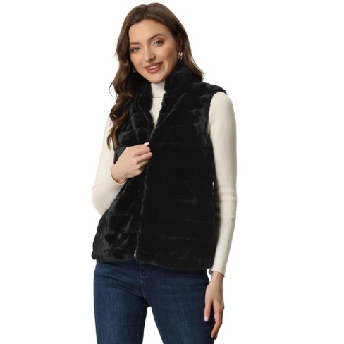 Fur vest womens shop black