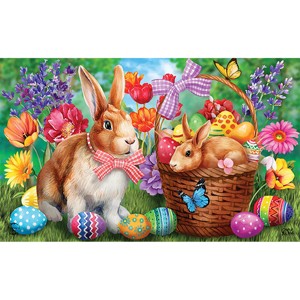 Briarwood Lane Doormat 30x18 Indoor Outdoor Bunnies and Basket Easter For Easter Doormat - 1 of 4