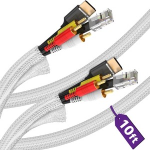 Fosmon 2x 10ft Cable Sleeve Cover, Wire Cable Management Wire Organizers for Cord Management Audio Video Cable Power Cord Protectors from Pets No Chew - 1 of 4
