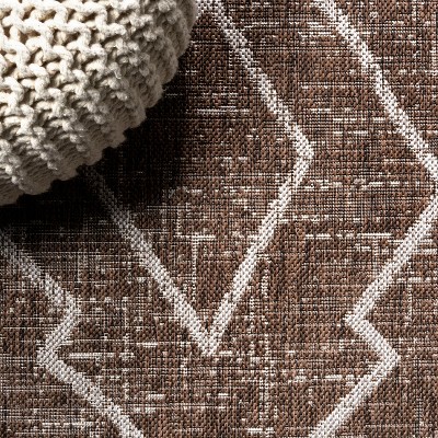 Carwa Brown and Beige Diamond Trellis Runner Rug