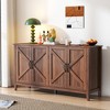 Cabinet with 4 Doors & 4 open shelve Modern Credenza, Freestanding Sideboard Storage Cabinet Entryway Floor Cabinet for Living Room Bedroom - 2 of 4