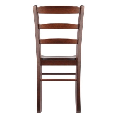 Set of 2 Walnut Ladderback Wood Side Chairs