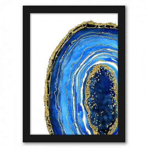 Americanflat Watercolor Geode In Blue And Gold By Blursbyai Black Frame Wall Art Target