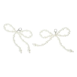 Unique Bargains Faux Pearl Bow Style 9 Shoelace Charms White 1 Pair - 1 of 4