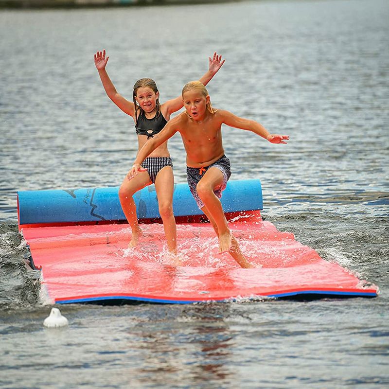 Aqua Lily Pad USA16 All American 16 Foot Water Playground Floating Foam Island Mat with Storage Straps and Pad Protectors, Red, White and Blue, 5 of 7