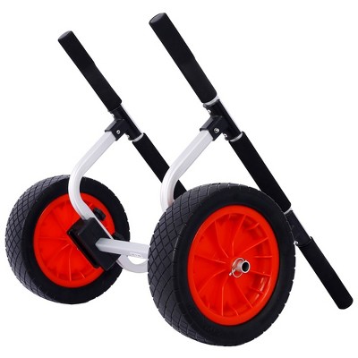 Heavy Duty Kayak Cart,Width Adjustable Canoe Cart with 12inch Flatfree Beach Wheels Boat Dolly Cart Transport Carrier