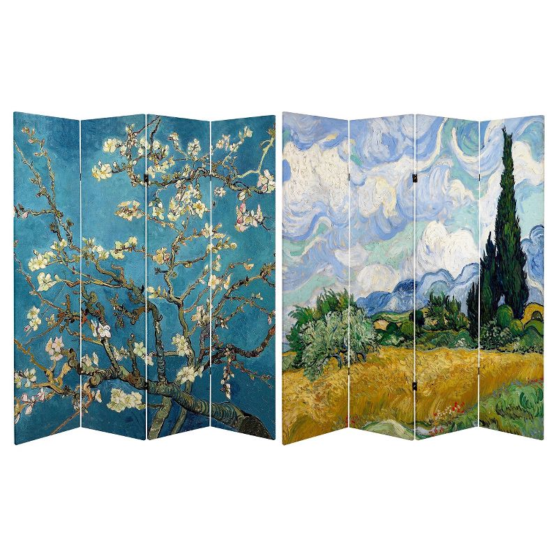Van Gogh Fine Art Double Sided Room Divider Almond Blossoms and Wheat Field - Oriental Furniture, 1 of 6