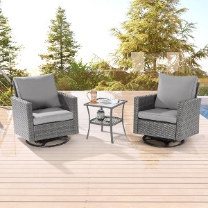 Sonkuki 3-Piece Patio Chair Set Swivel Rocking Chair Set Side Table Suiting Backyard, Poolside and Patio - 1 of 4