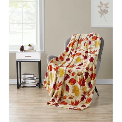 Kate Aurora Living Rustic Autumn Leaves Ultra Soft & Plush Throw Blanket Cover