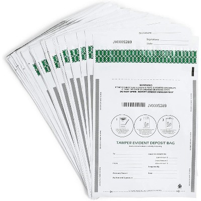 Stockroom Plus 100 Pack Bank Deposit Bags for Cash and Checks, White (9 x 12 In)