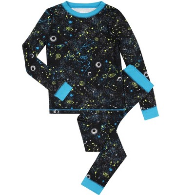 ZooFleece Space Planet Boys Black Kids Pajama PJ Sweatsuit Nightgown Fleece
