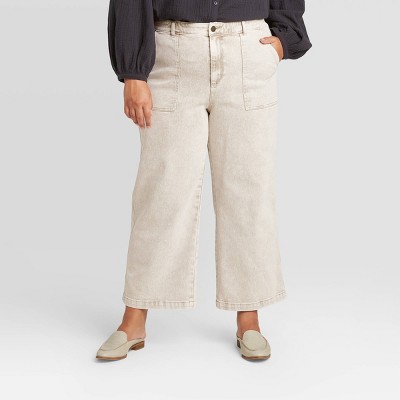 plus size wide leg high rise pants