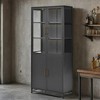 76.75"Tall Iron Display Cabinet with Glass Doors, 3-Sided Panoramic View and LED Lights for Hallways, Living Room, Kitchen or Office - 4 of 4