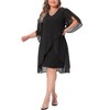 Agnes Orinda Women's Plus Size V Neck Mesh Overlay Cocktail Club Chiffon Bodycon Dresses - 2 of 4