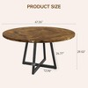 Homhougo 47Inch Round Dining Table for 4-6 People, Gray Dining Room Table with Metal Pedestal Base, Space Saving - 2 of 4