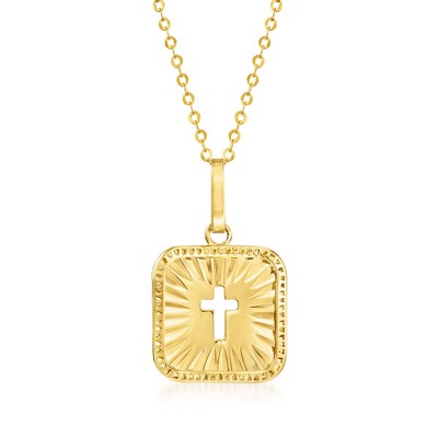 Ross-Simons Italian 18kt Yellow Gold Cross Tag Pendant Necklace