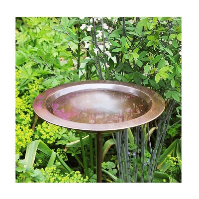 Antique Copper Birdbath with Metal Stake, 16-inch