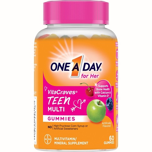 One A Day Teen Women S Vitacraves Multivitamin Gummies Green Apple Cherry Berry 60ct Target