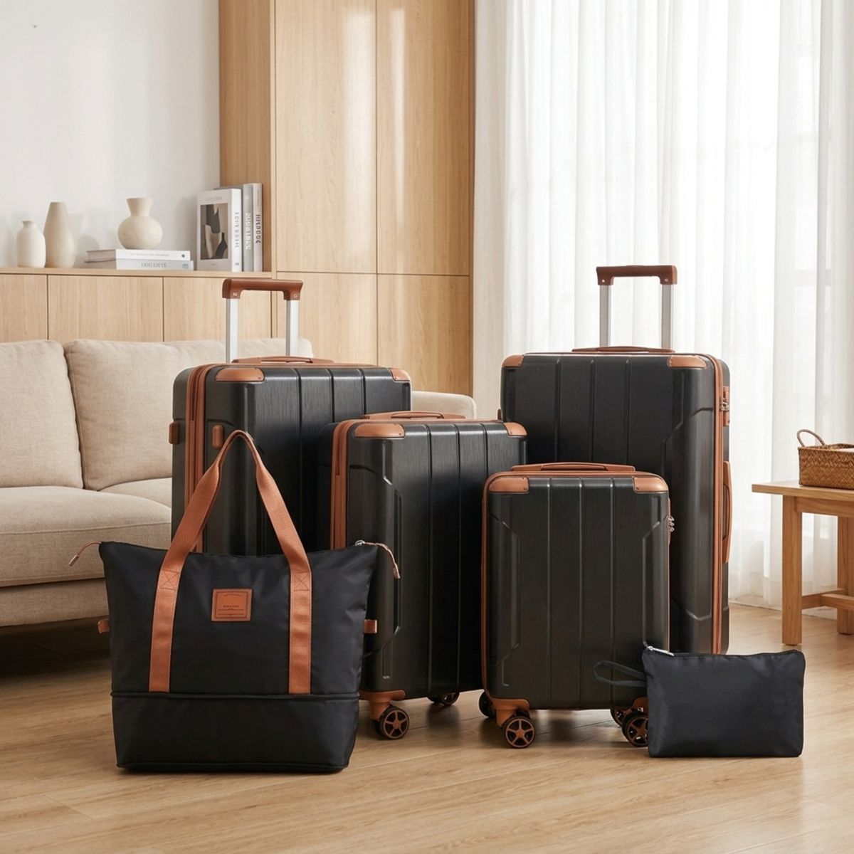 Polibi Luggage Set 6-Piece with 16 Inch, 20 Inch,24 Inch, 28 Inch Suitcases and a Duffel Bag, a Toiletry Bag - thumbnail 2