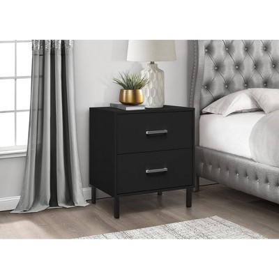 Kennedy Black Solid and Engineered Wood 2-Drawer Nightstand