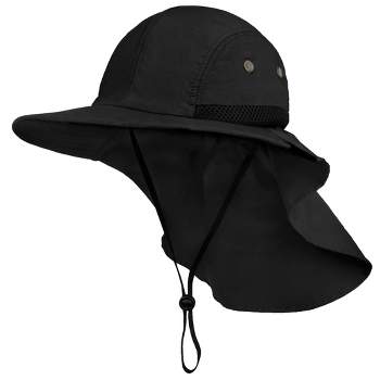 Sun Cube Wide Brim Sun Hat With Neck Flap, Upf50+ Hiking Safari Fishing Hat  For Womens, Sun Protection Beach Hat (black With Bow) : Target
