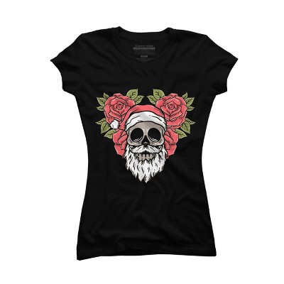 Junior's Design By Humans Christmas with flowers Illustration By rukurustudio T-Shirt