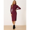Allegra K Women's Mock Neck Solid Color Ribbed Long Sleeve Slim Fit Bodycon Pencil Knit Sweater Dress - 4 of 4