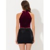 INSPIRE CHIC Women's Halter Neck Velvet Basic Layering Party Sleeveless Crop Top - 4 of 4