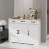 Farmhouse Server Bar Wine Cabinet Shelves Console Table with 3 Drawers & 3 Doors Buffet Cabinet Storage Sideboard for Living Room Kitchen Dining Room - 3 of 4