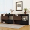 Okak Buffet Sideboard Cabinet with Drawer, Corner Cabinet for Living Room/Hallway/Kitchen/Office, Black & Walnut - 2 of 4
