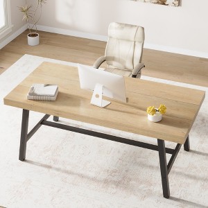 70.87 Inch Industrial Computer Desk, Modern Writing Workstation for Home Office, Large Wood Desktop with Metal Frame, Long Executive Desk - 1 of 4