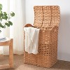 Solhome Apostle Rectangular Woven Resin Wicker Laundry Hamper 18.5" x 14.6" x 24" Natural Brown - 2 of 4