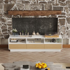 Famapy White TV Cabinet Open Shelf 3 Drawer - 1 of 4