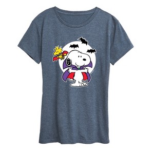 Women's - Peanuts - Snoopy Woodstock Vampire Short Sleeve Graphic T-Shirt - 1 of 4