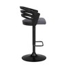 Adele Adjustable Faux Leather Metal Swivel Barstool Gray/Black - Armen Living: Square Upholstered, Floor Protectors, Foam Fill - 3 of 4