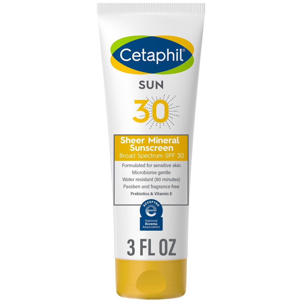 Photos - Cream / Lotion Cetaphil Sheer Mineral Sunscreen Lotion for Face & Body - SPF 30 - 3 fl oz 