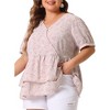 Agnes Orinda Women's Plus Size Floral Layered Peplum Hem Casual Blouses - 2 of 4