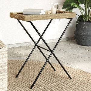 vidaXL Bistro Table Black 15.7"x27.5" Metal - 1 of 4
